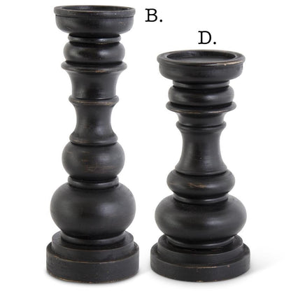 Black Wood Candle Holders